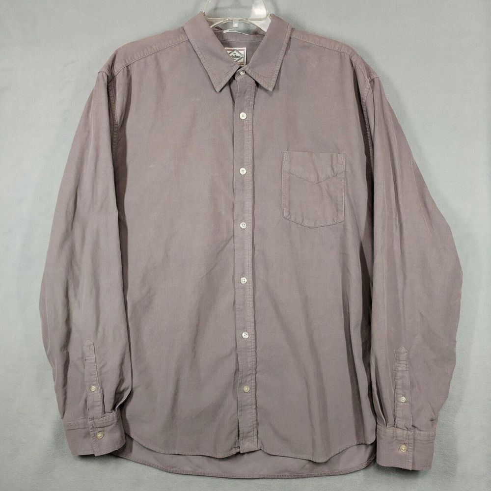 Lucky Brand Classic Fit Mens XL Gray Corduroy Long Sleeve Button Down Shirt Work